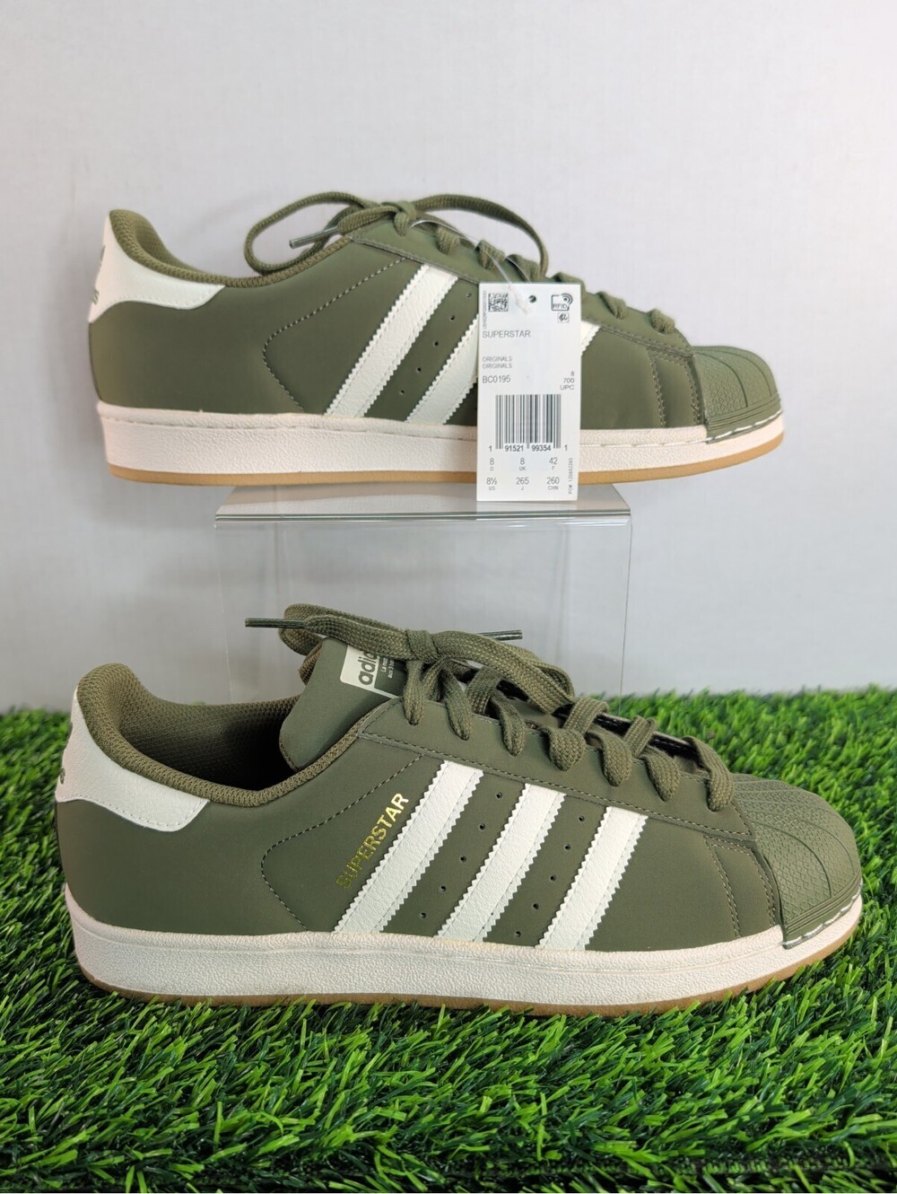 Adidas Superstar BC0195 Olive Cargo Men US 8.5 Green White Gum Shell Toe